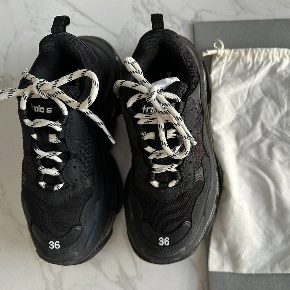 BALENCIAGA  Fabric Mesh Womens Triple S Sneakers 36